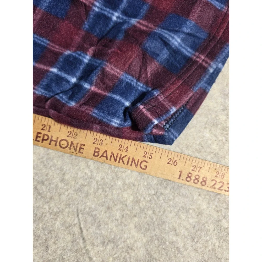 Daresay Mens Fleece Pajama Pants XL Blue Burgundy Plaid Lounge Sleepwear